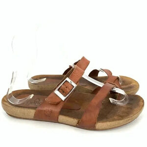 Yokono womens sandals size 6 brown leather strappy festival boho